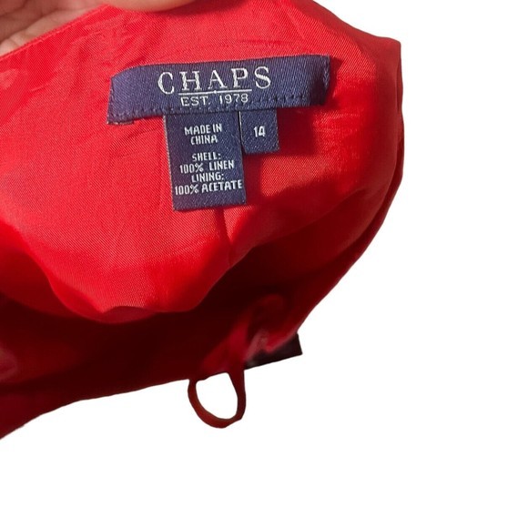 Chaps 100% Linen Tulip Hem Skirt A-line‎ Bright Red Side Zipper Lined Sz 14 NWT - Picture 3 of 9